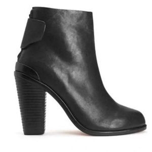 Rag & Bone Black Leather Kerr Bootie Boots Sz 37.5 $500